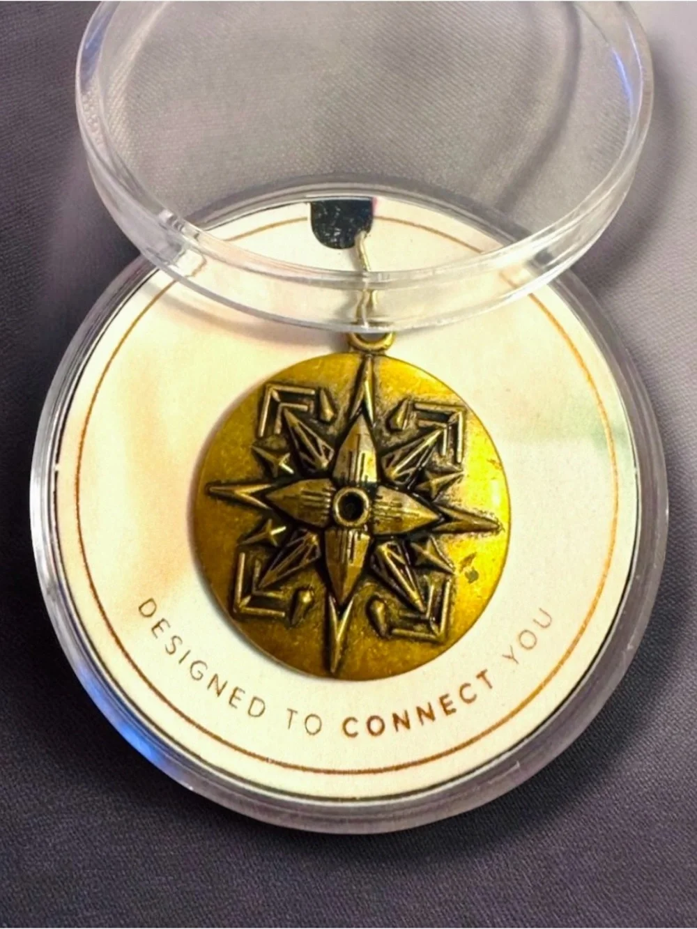 ALEX AND ANI Gold Compass Charm Pendant Round